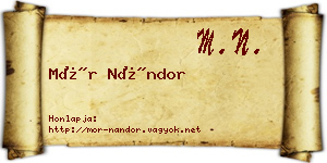 Mór Nándor névjegykártya